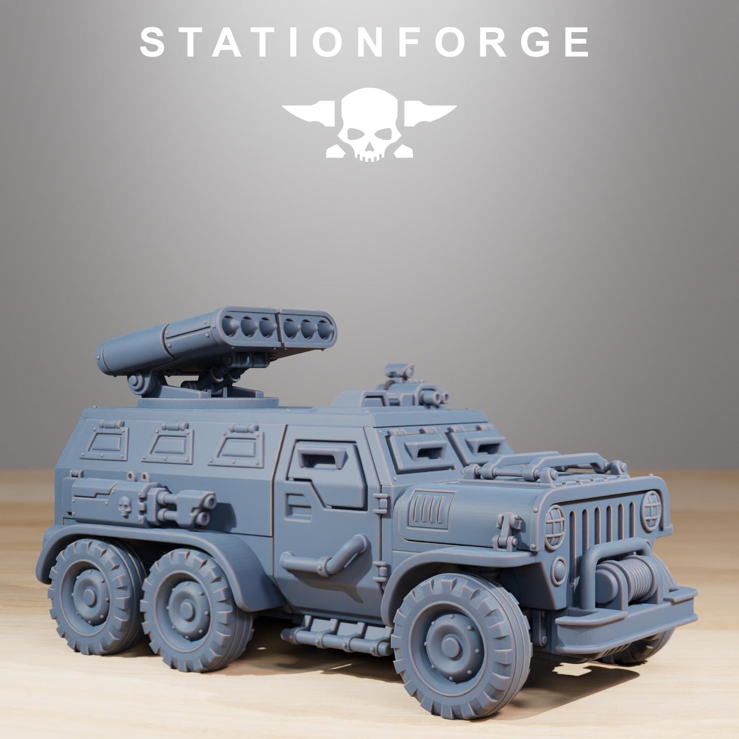 GrimGuard - Armored Vehicle, Modular Sci-Fi Guardsmen Vehicle by STATIONFORGE, Sci-fi Wargames Proxy, Imperial Guard Transport Truck
