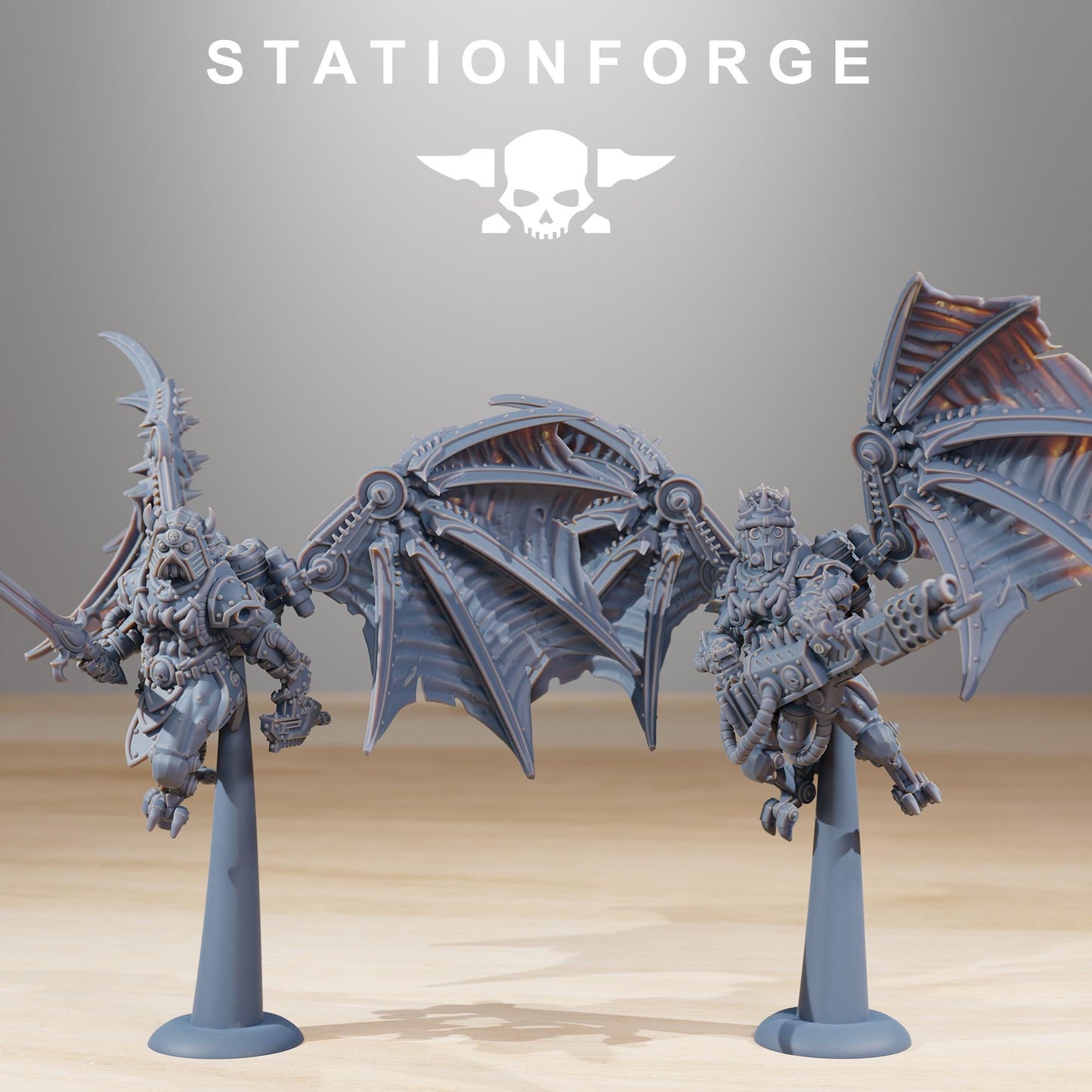 Pythonicus Flyers, Space Techno-bots, modular Sci-Fi warriors by STATIONFORGE, Sci-Fi Wargames Cyber-themed Grimdark miniatures