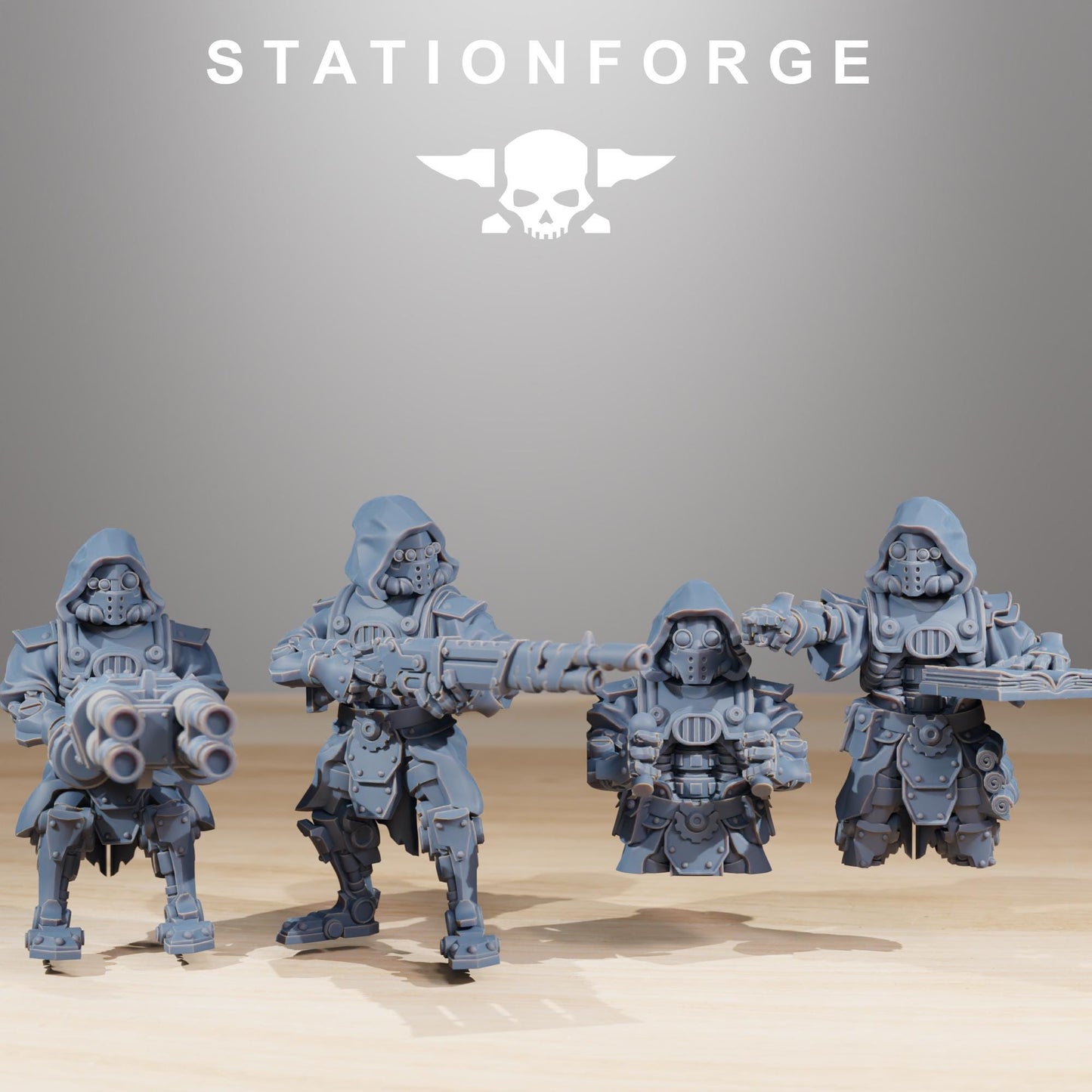 Scavenger Prospector, Space Techno-bots, modular Sci-Fi warriors by STATIONFORGE, Sci-Fi Wargames Cyber-themed Grimdark miniatures