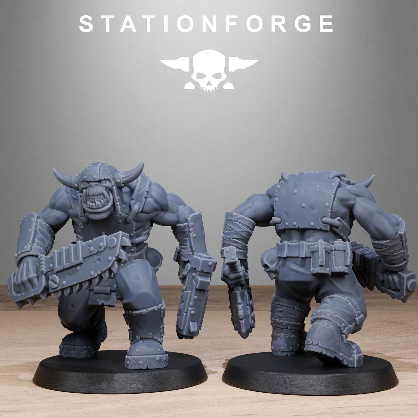 Orkaz Bros Infantry, Space-Faring Orkish Menace Sculpted by STATIONFORGE, Grimdark Compatible, Sci-Fi Wargame Scale