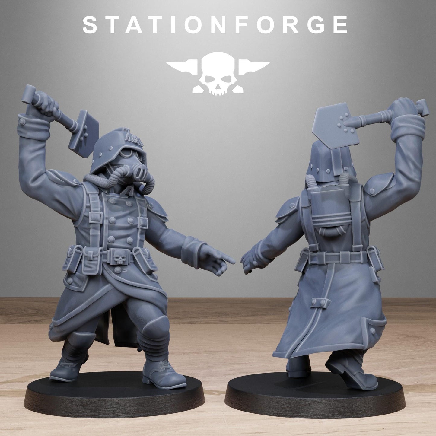 GrimGuard Shovel Fighter, Death Korps Proxy, Sci-Fi Wargames Miniatures by STATIONFORGE