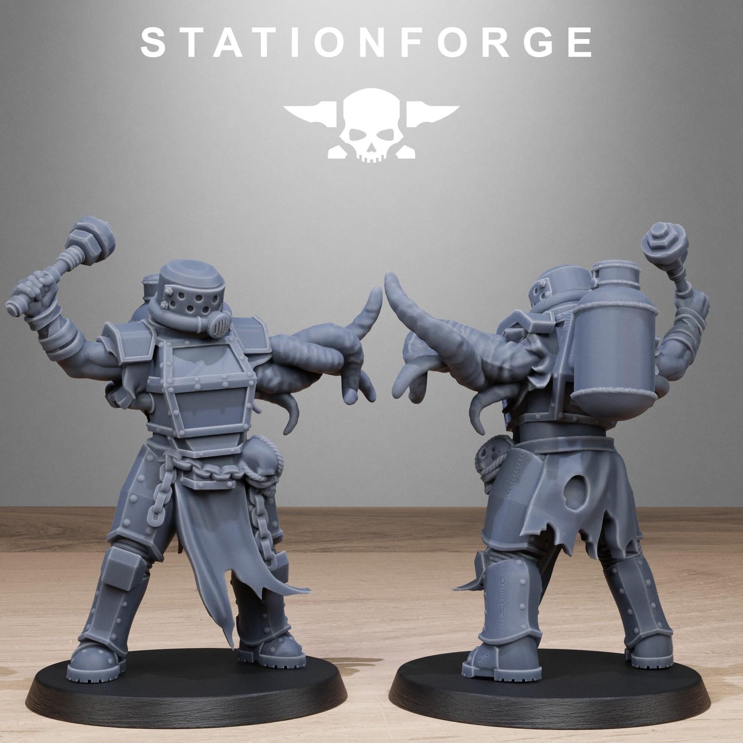 Corrupted Guard Butchers, Chaos Worshipper Sci-Fi Wargames Miniatures by STATIONFORGE, Corrupted Imperial Guard