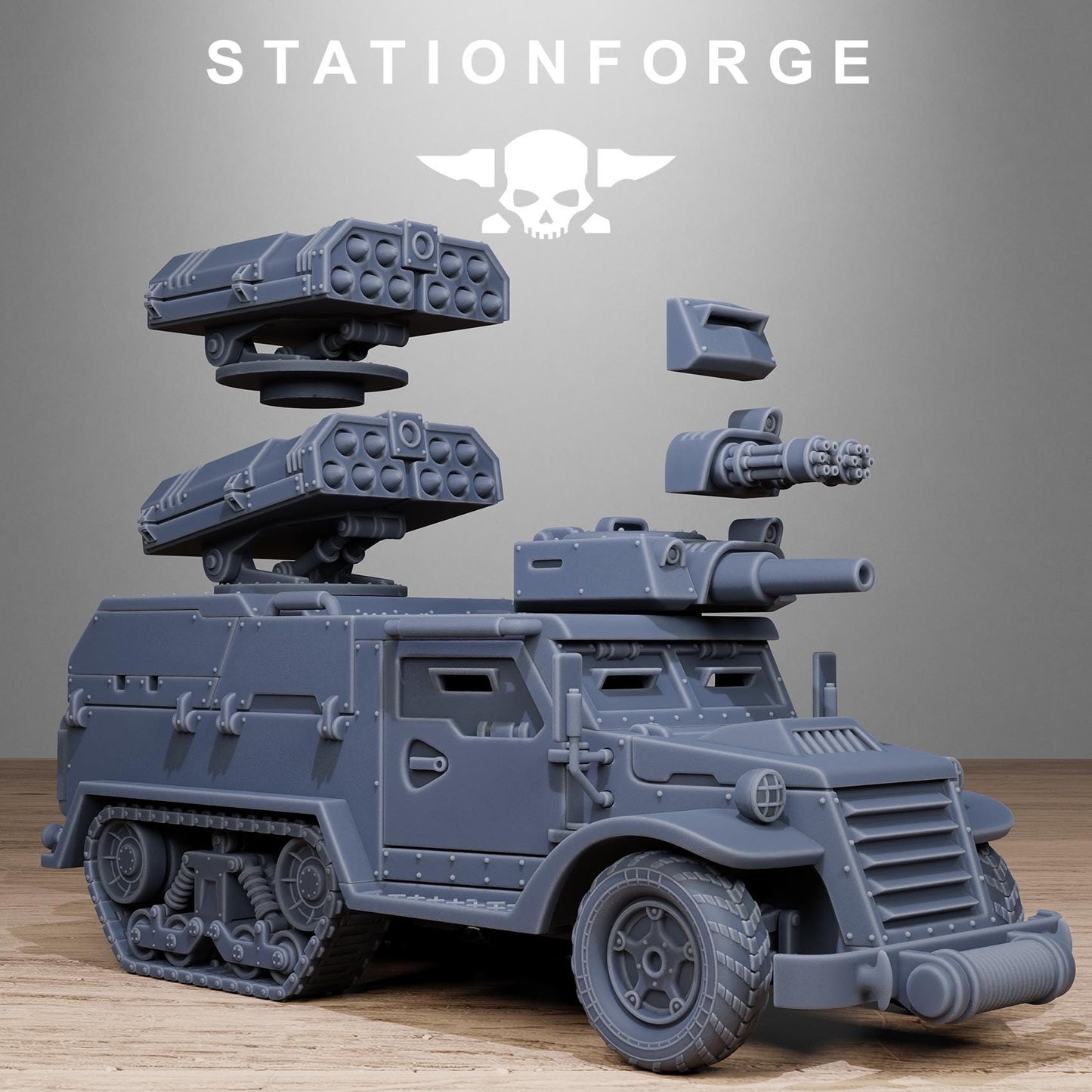FreeGuard Half Track, Modular Sci-Fi Guardsmen Vehicle by STATIONFORGE, Sci-fi Wargames Proxy, Imperial Guard Transport Truck
