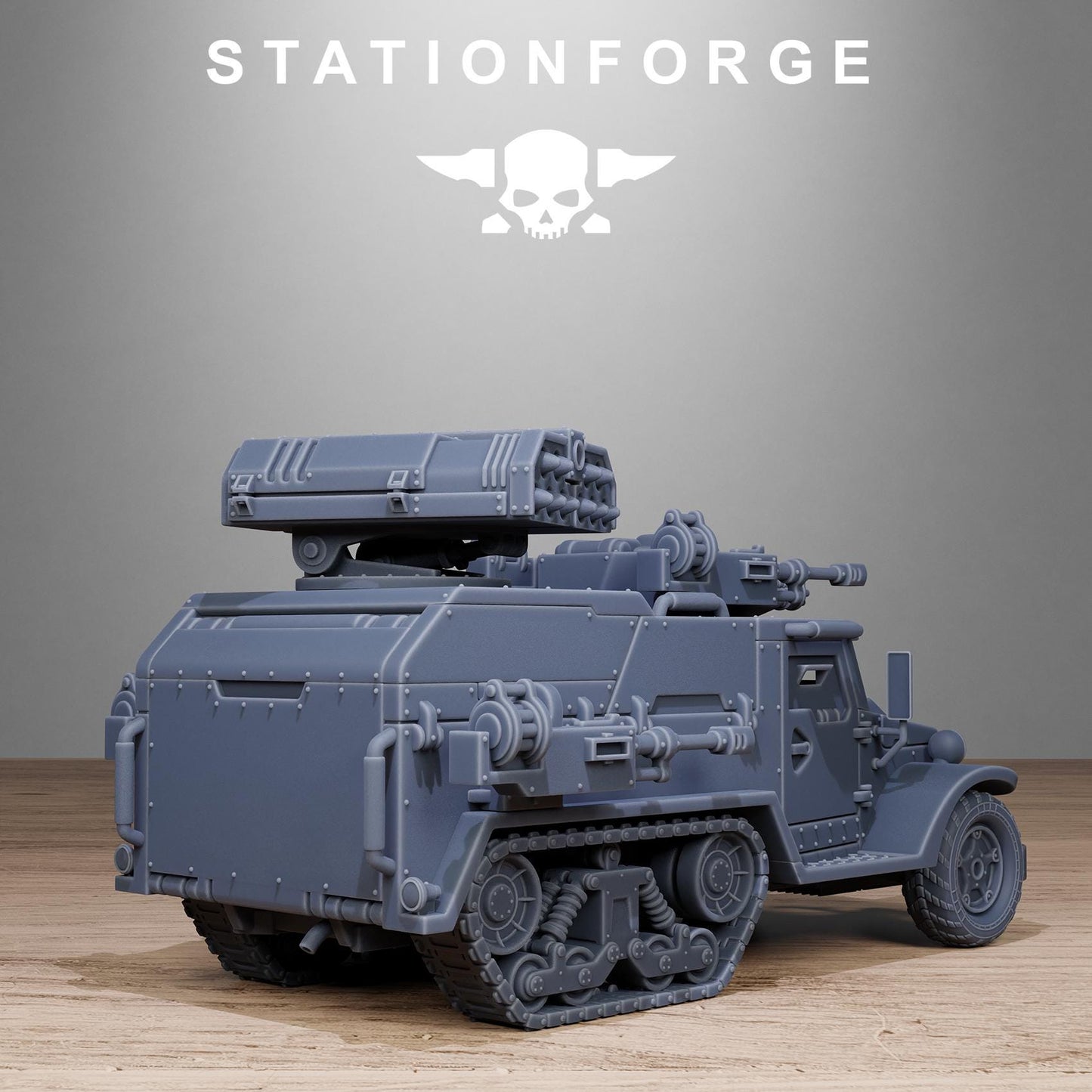 FreeGuard Half Track, Modular Sci-Fi Guardsmen Vehicle by STATIONFORGE, Sci-fi Wargames Proxy, Imperial Guard Transport Truck
