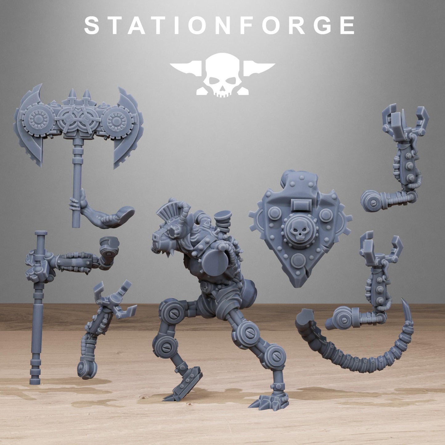 Raticus Technoclaw, Space Techno-Rats, monopose Sci-Fi warriors by STATIONFORGE, Sci-Fi Wargames Rat-Themed Grimdark miniatures
