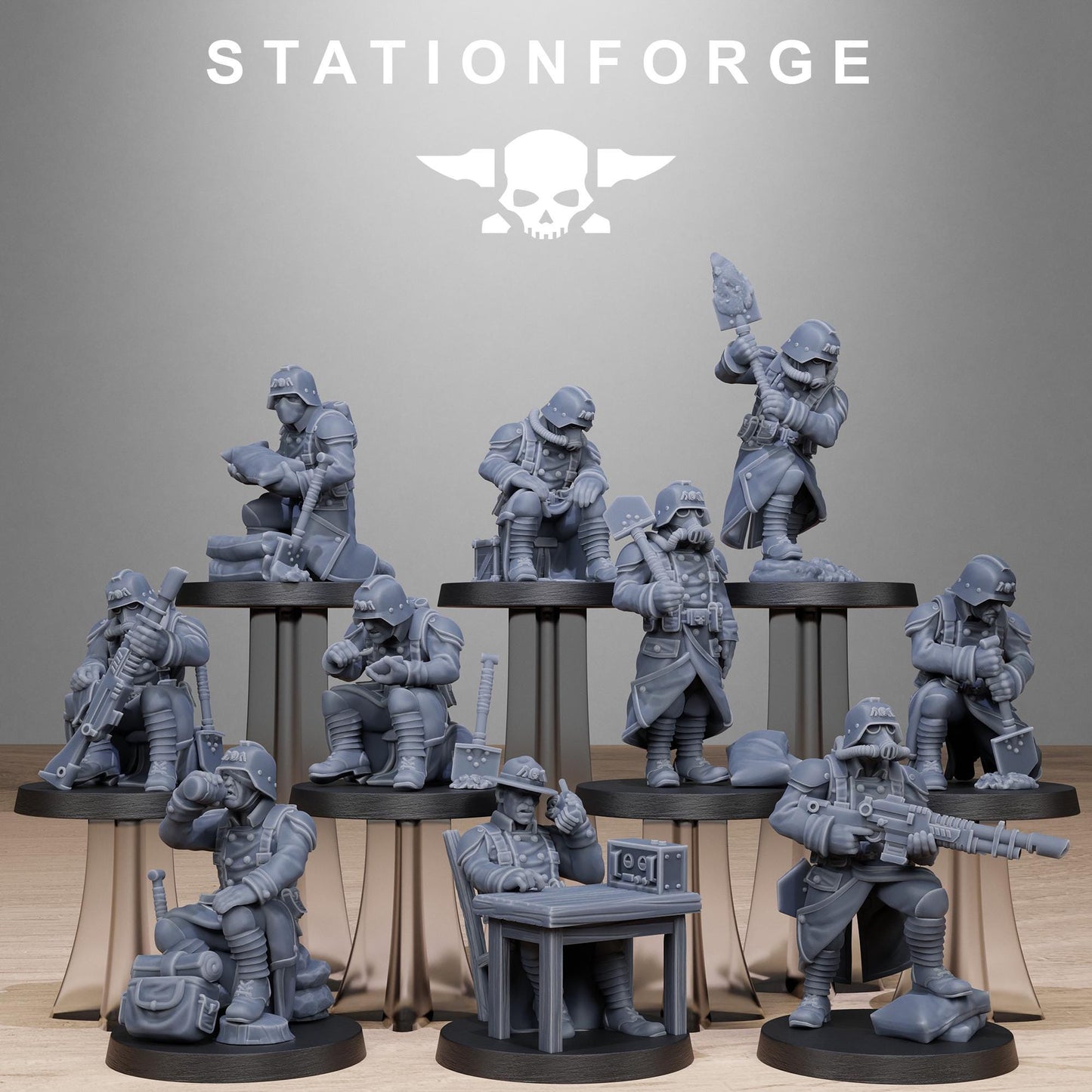GrimGuard Chill Squad, Death Korps Proxy, Sci-Fi Wargames Miniatures by STATIONFORGE