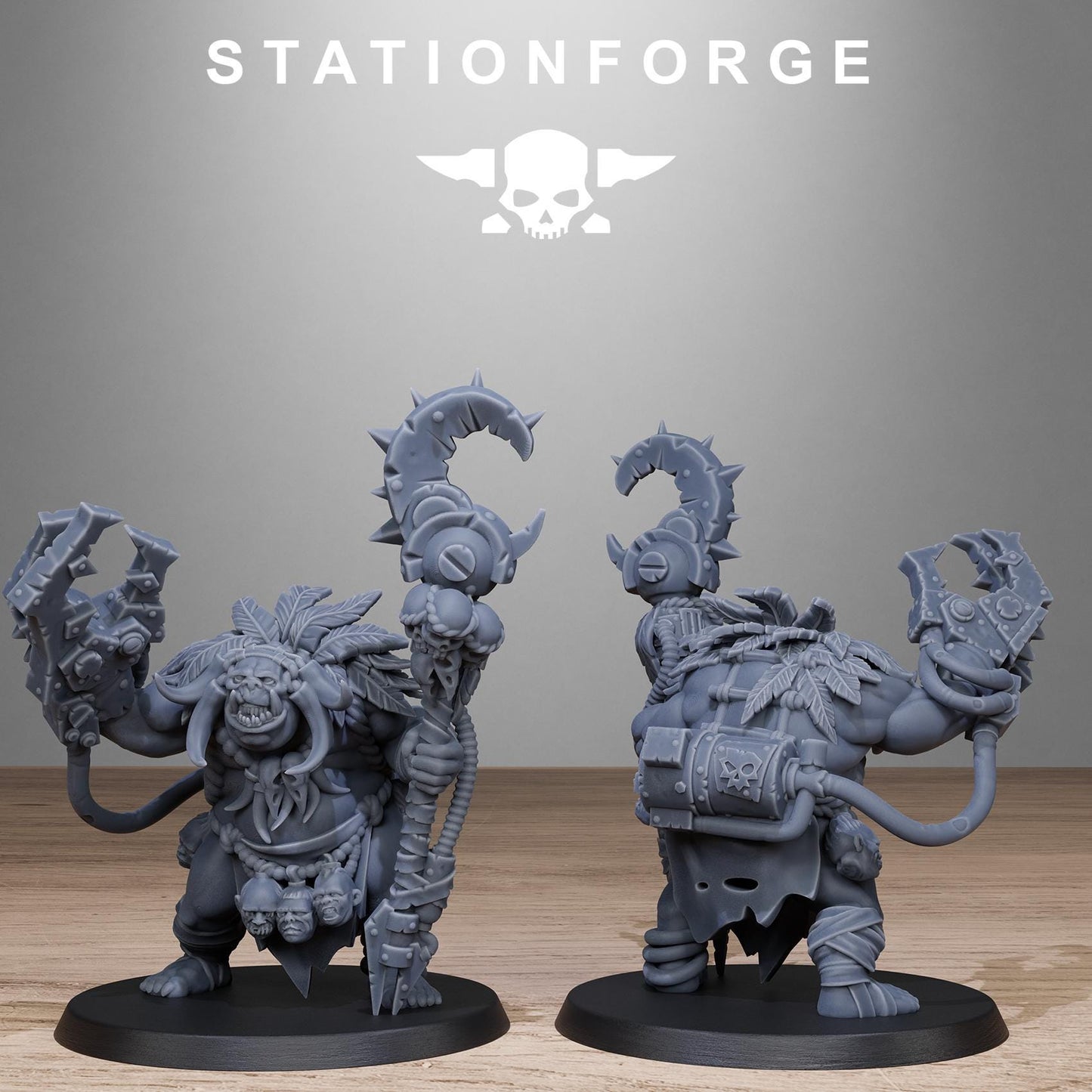 Orkaz Tribal Infantry, Space-Faring Orkish Menace Sculpted by STATIONFORGE, Grimdark Compatible, Sci-Fi Wargame Scale