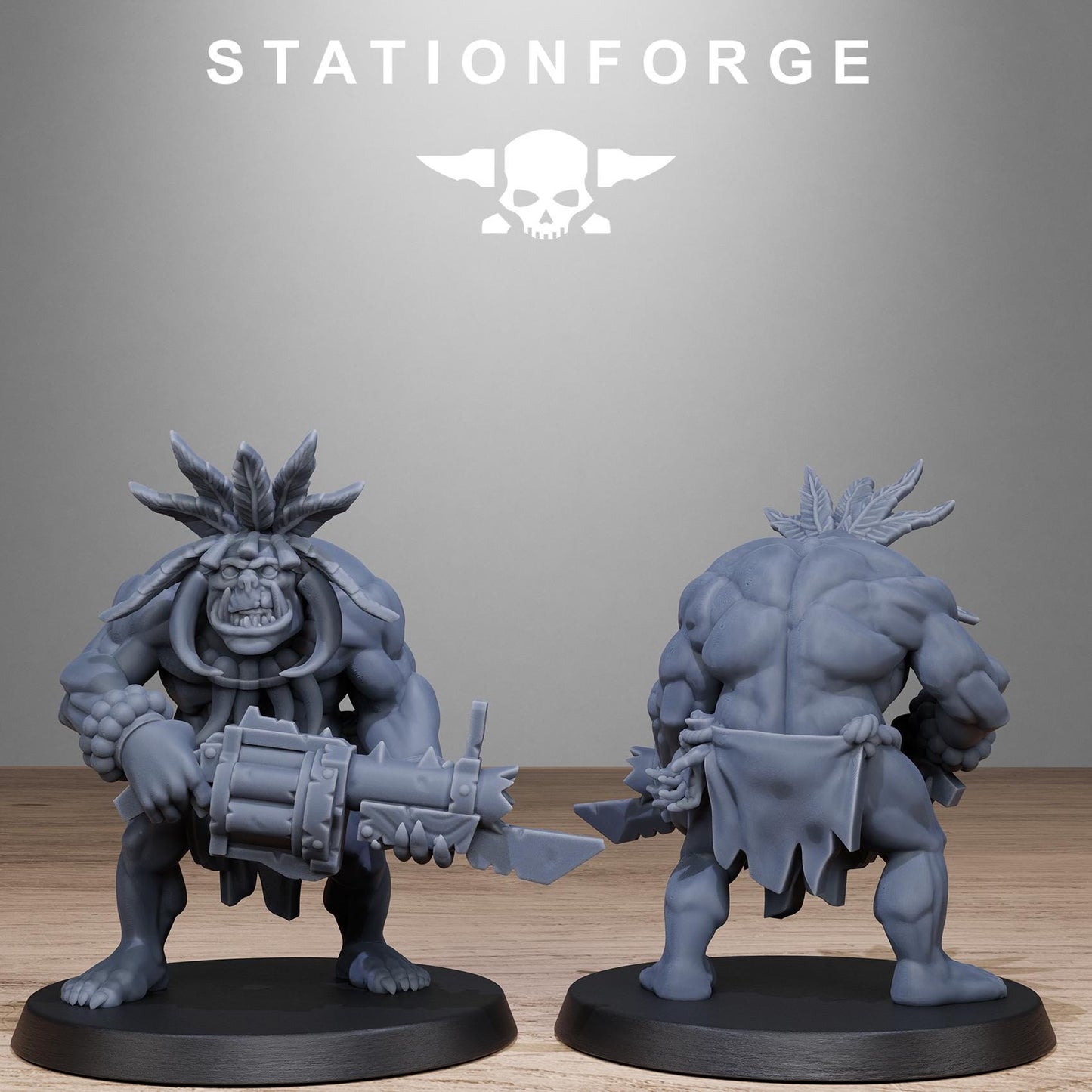 Orkaz Tribal Infantry, Space-Faring Orkish Menace Sculpted by STATIONFORGE, Grimdark Compatible, Sci-Fi Wargame Scale