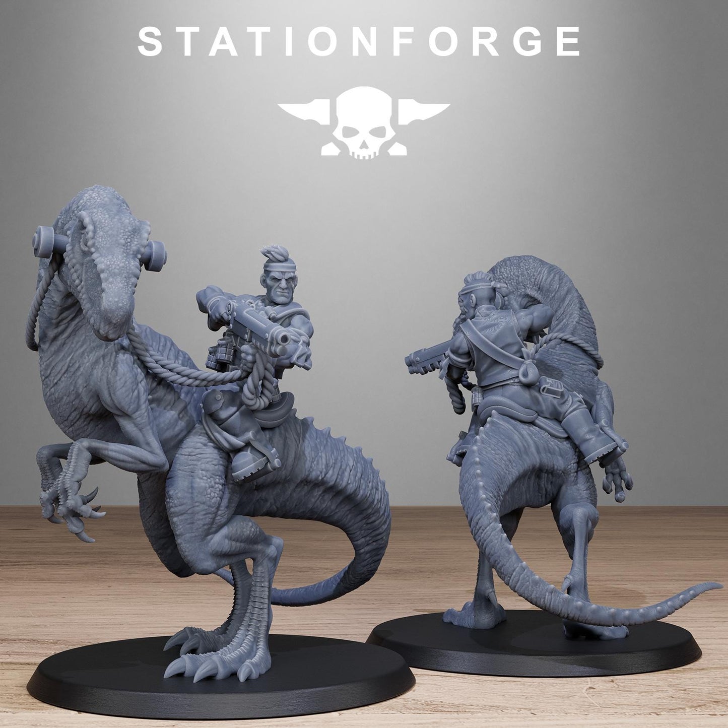 GrimGuard Jungle Raptors, Modular Set Miniatures by STATIONFORGE,  Imperial guard cavalry regiment