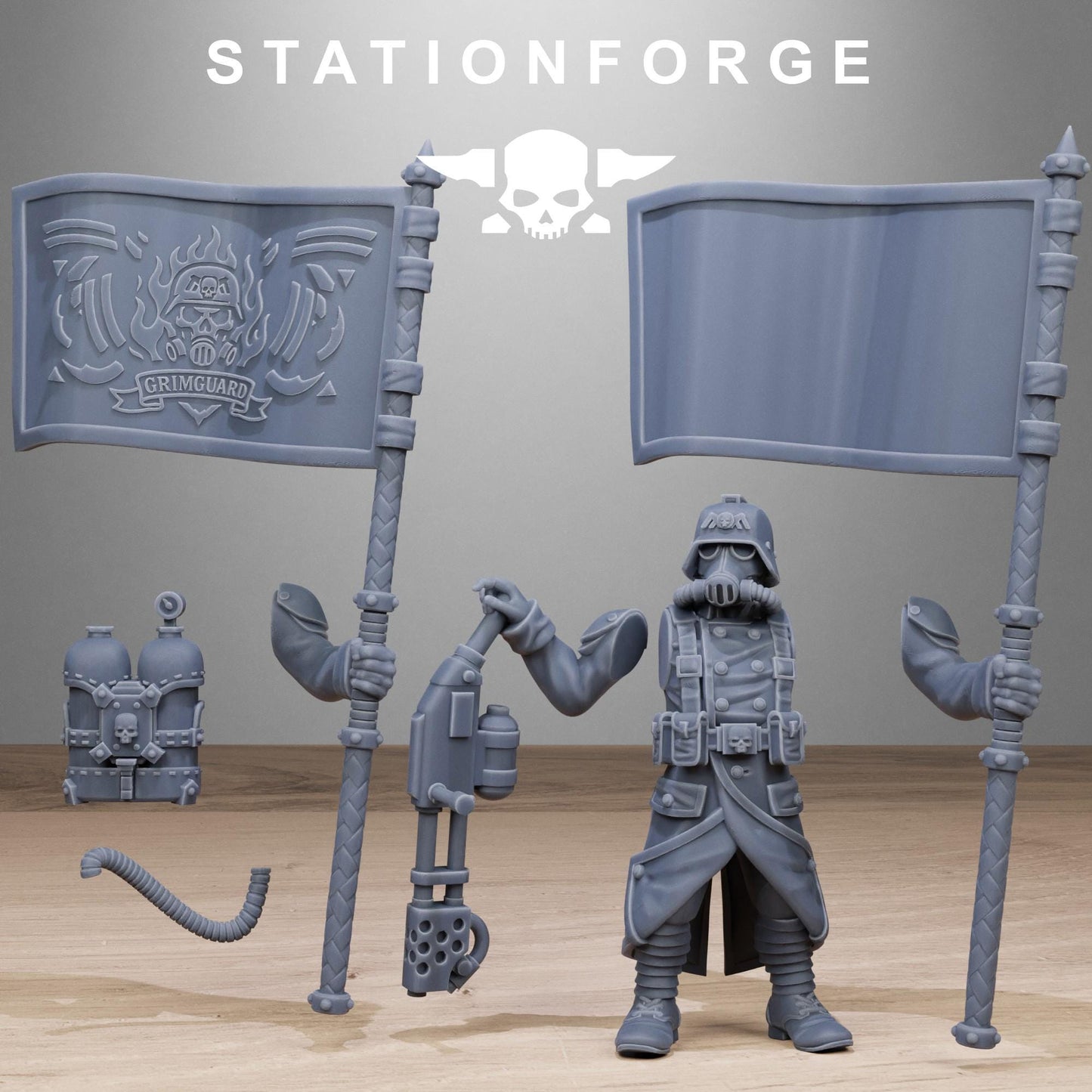 GrimGuard Flamers, Death Korps Proxy, Sci-Fi Wargames Miniatures by STATIONFORGE