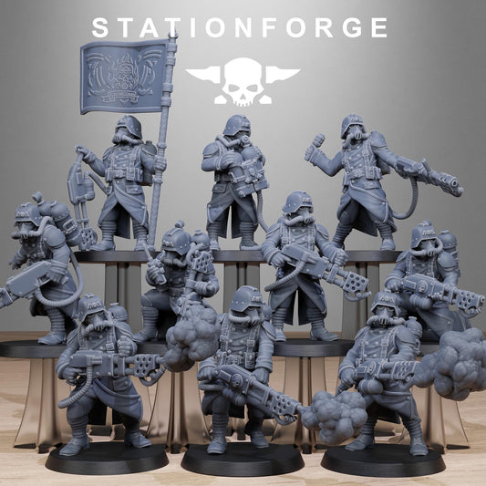 GrimGuard Flamers, Death Korps Proxy, Sci-Fi Wargames Miniatures by STATIONFORGE