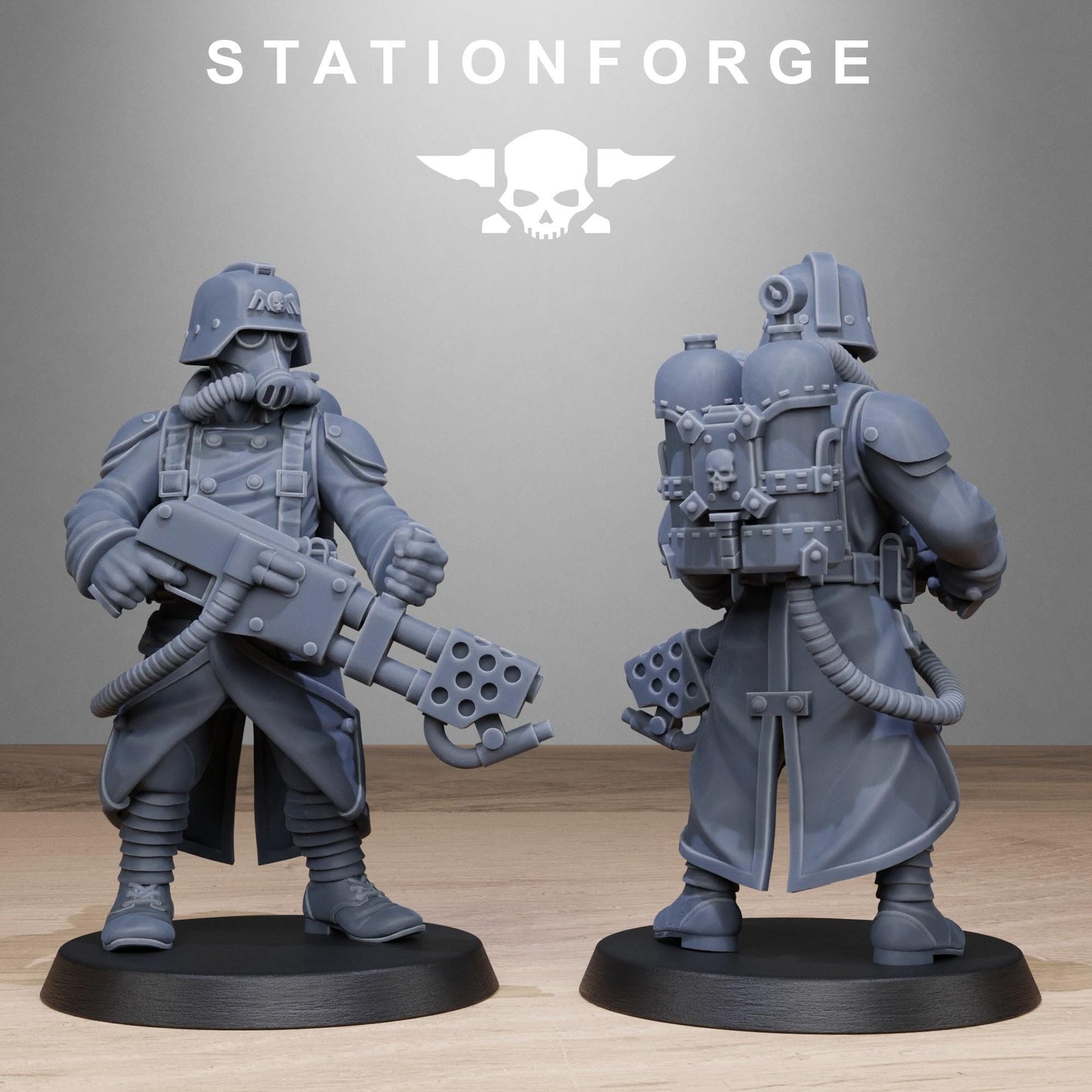 GrimGuard Flamers, Death Korps Proxy, Sci-Fi Wargames Miniatures by STATIONFORGE