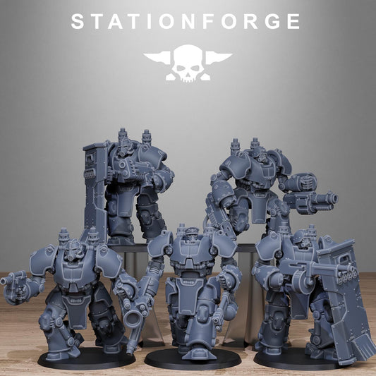 GrimGuard Power Armor Modular Set Miniatures by STATIONFORGE,  Imperial Guard Mechanized Infantry regiment