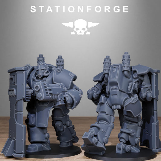 GrimGuard Power Armor Modular Set Miniatures by STATIONFORGE,  Imperial Guard Mechanized Infantry regiment
