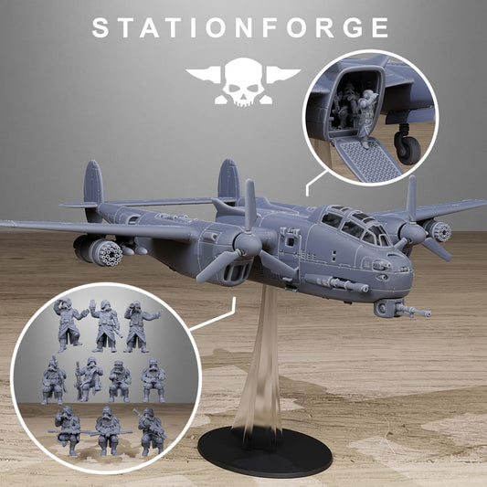 Grimguard Vulture Plane, Modular Sci-Fi Guardsmen Warplane by STATIONFORGE, Sci-fi Wargames Proxy, Imperial Guard Transport