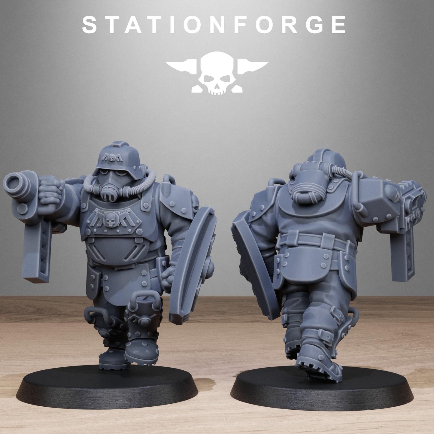 GrimGuard Armored Mutants, Imperial Guard Proxy, Sci-Fi Wargames Miniatures by STATIONFORGE