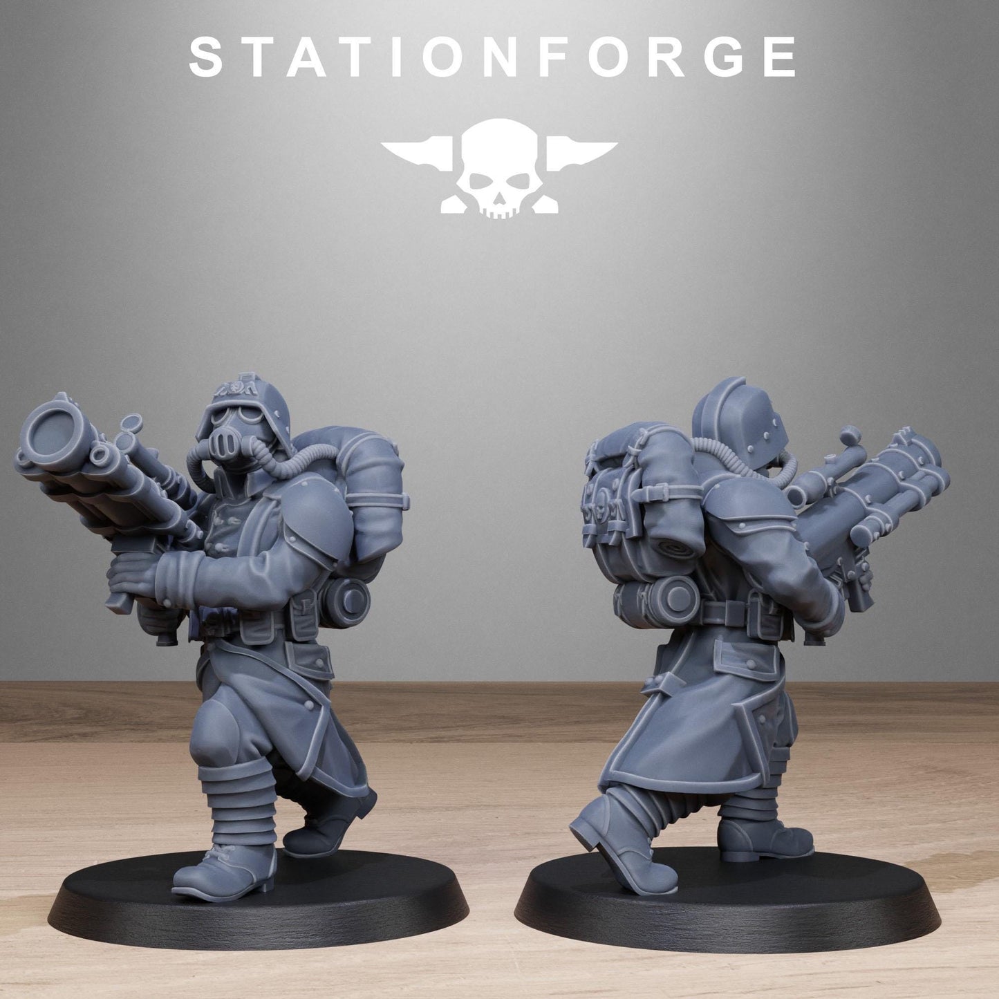 GrimGuard Rocketeers, Death Korps Proxy, Sci-Fi Wargames Miniatures by STATIONFORGE