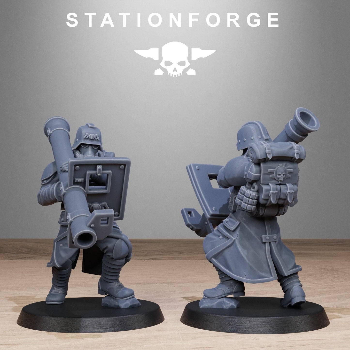 GrimGuard Rocketeers, Death Korps Proxy, Sci-Fi Wargames Miniatures by STATIONFORGE