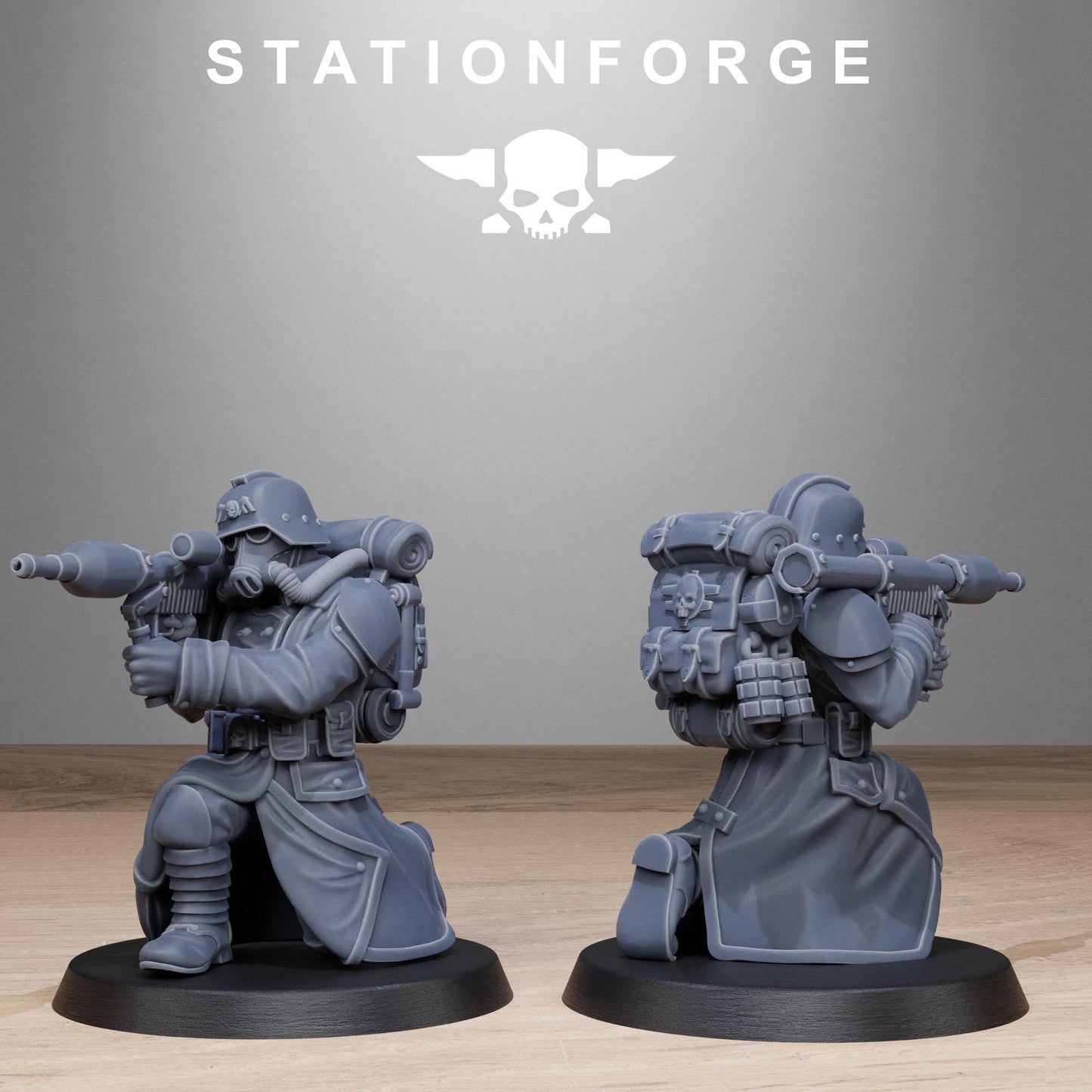 GrimGuard Rocketeers, Death Korps Proxy, Sci-Fi Wargames Miniatures by STATIONFORGE