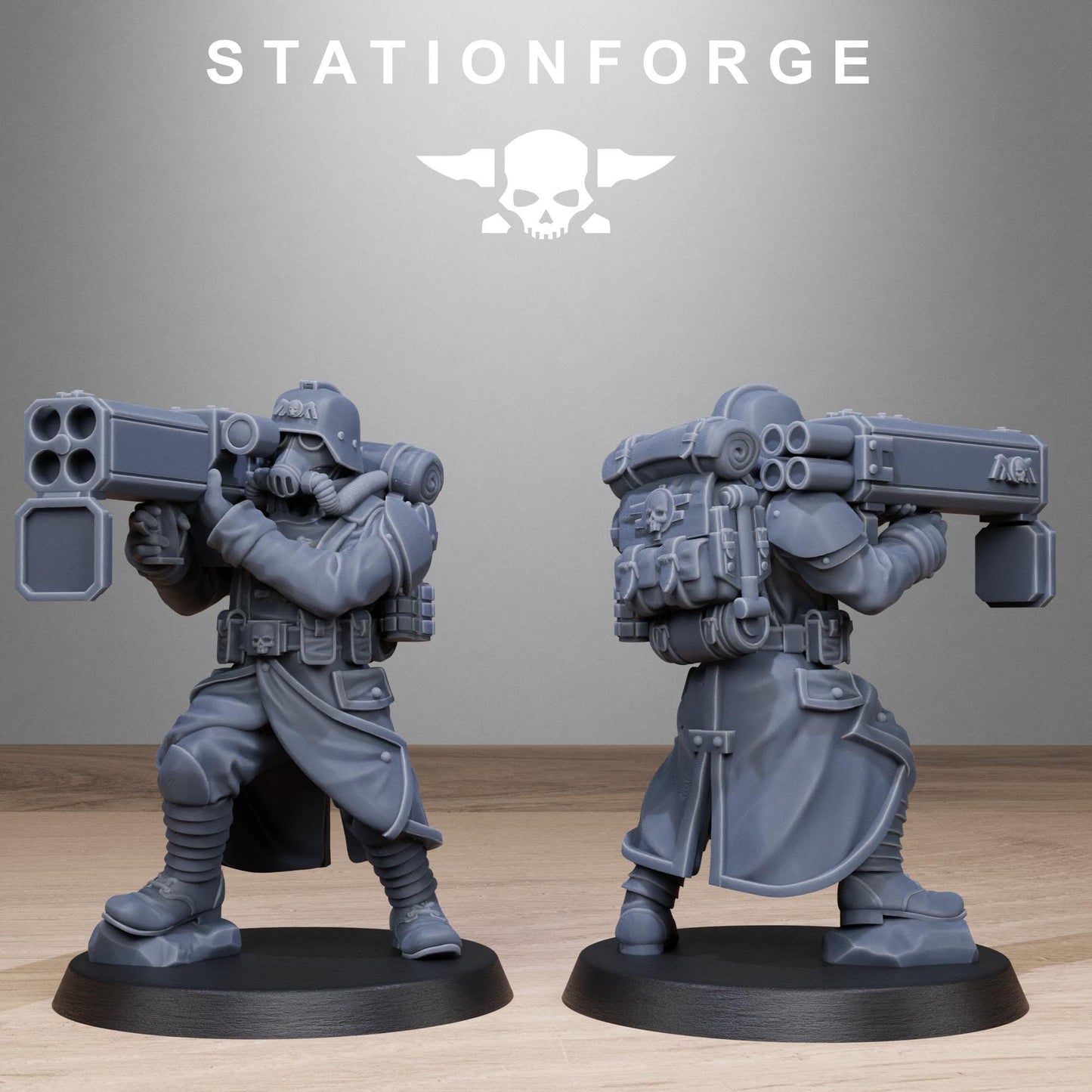 GrimGuard Rocketeers, Death Korps Proxy, Sci-Fi Wargames Miniatures by STATIONFORGE