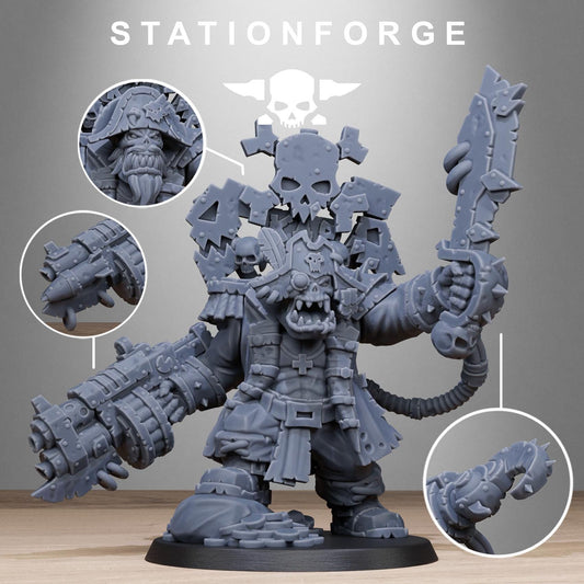 Orkaz Pirate, Space-Faring Orkish Menace Sculpted by STATIONFORGE, Grimdark Compatible, Sci-Fi Wargame Scale