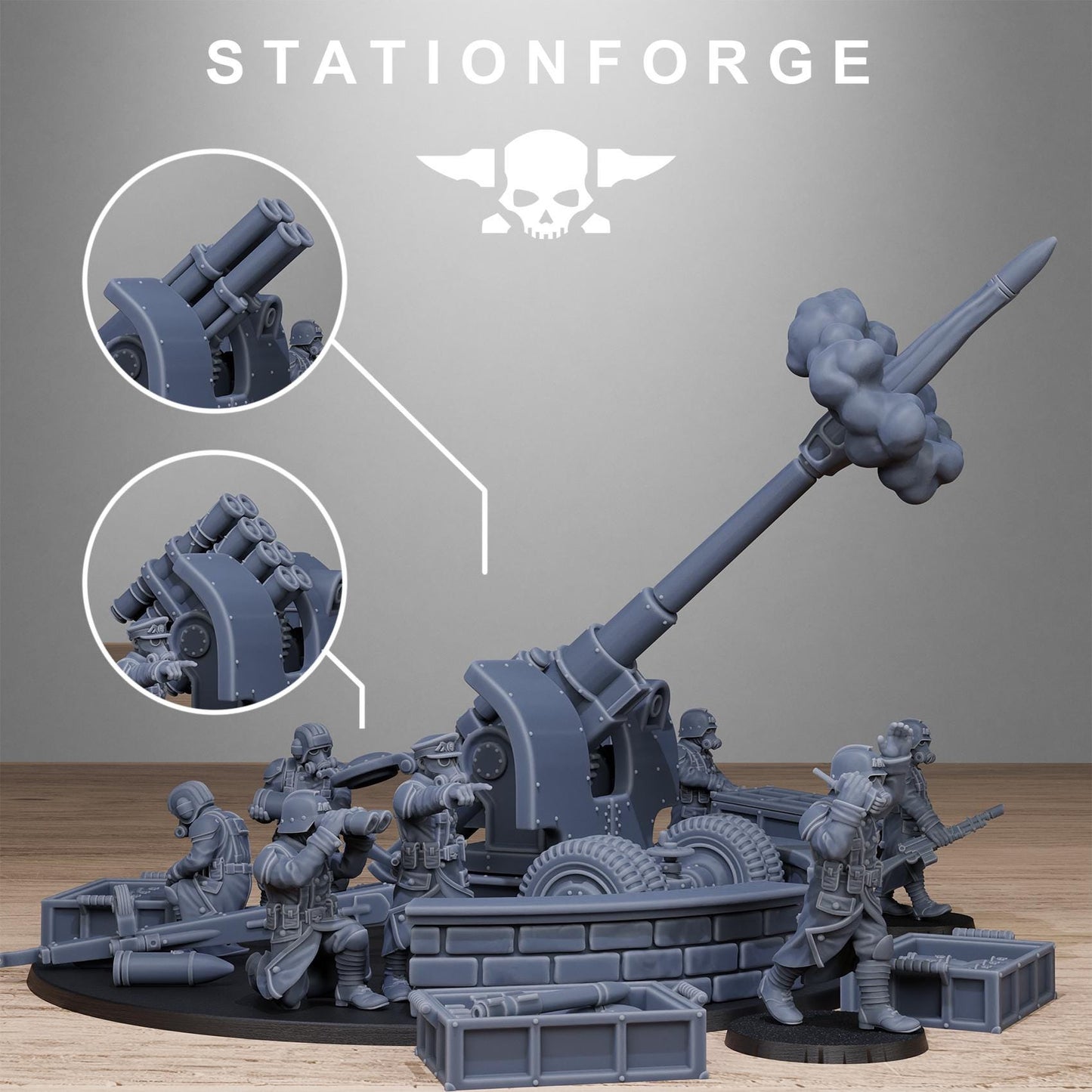 GrimGuard Light Artillery 2.0, Modular Sci-Fi Artillery by STATIONFORGE, Sci-fi Wargames Proxy, Imperial Guard Army Artillery Proxy
