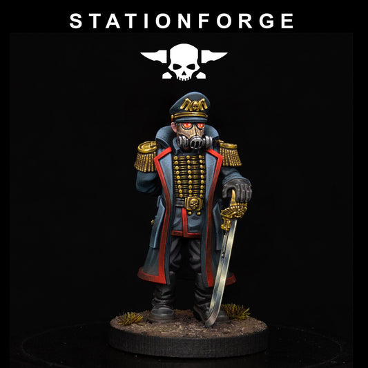 GrimGuard Officer, Death Korps Proxy, Sci-Fi Wargames Miniatures by STATIONFORGE