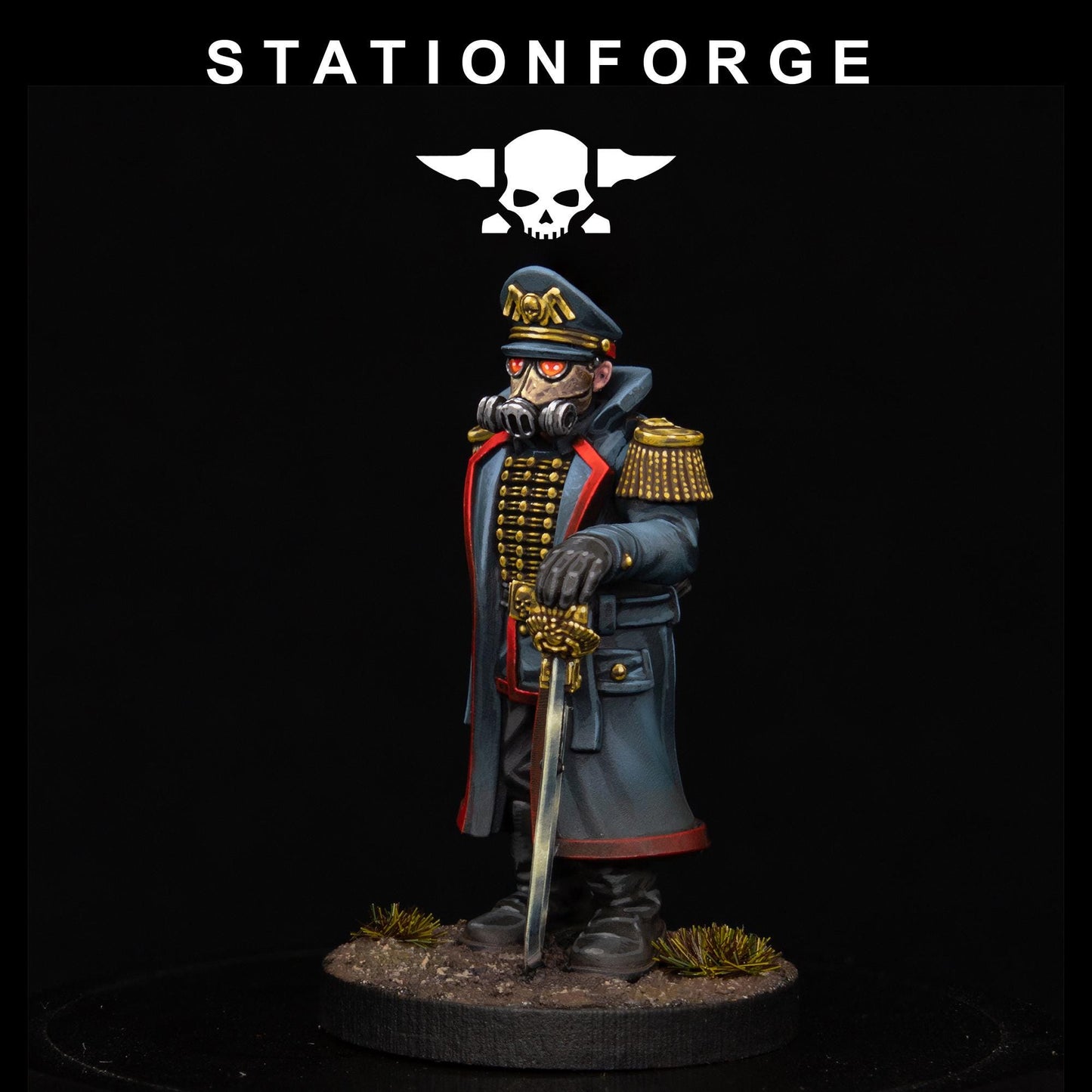 GrimGuard Officer, Death Korps Proxy, Sci-Fi Wargames Miniatures by STATIONFORGE
