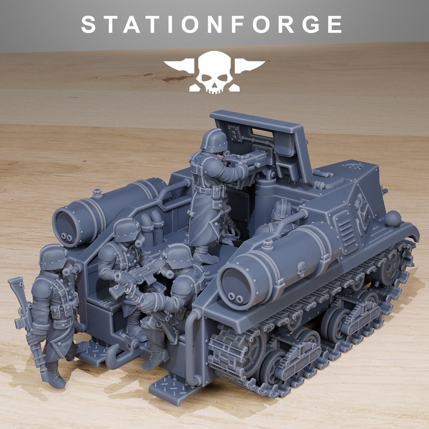 GrimGuard Tankette, Modular Sci-Fi Guardsmen Vehicle by STATIONFORGE, Sci-fi Wargames Proxy, Imperial Guard Transport Truck