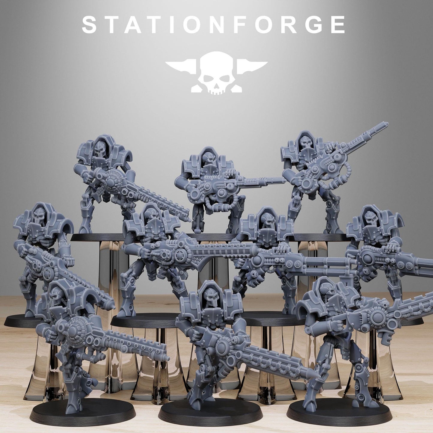 Astronet Heavy Infantry, Modular Sci-Fi Undead Robot Warriors by STATIONFORGE, Grimdark Wargames Proxy