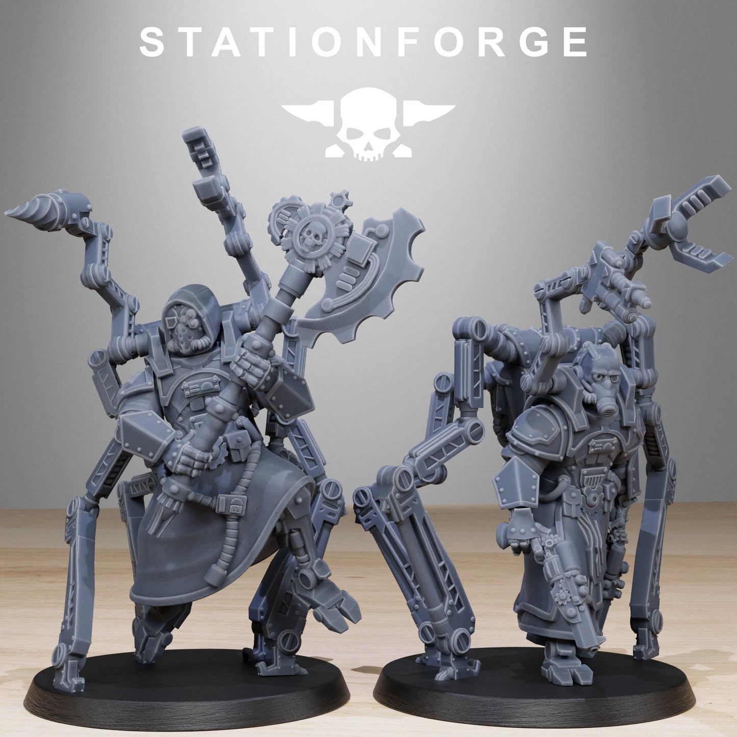 Scavenger Octapods, Space Techno-bots, modular Sci-Fi warriors by STATIONFORGE, Sci-Fi Wargames Cyber-themed Grimdark miniatures