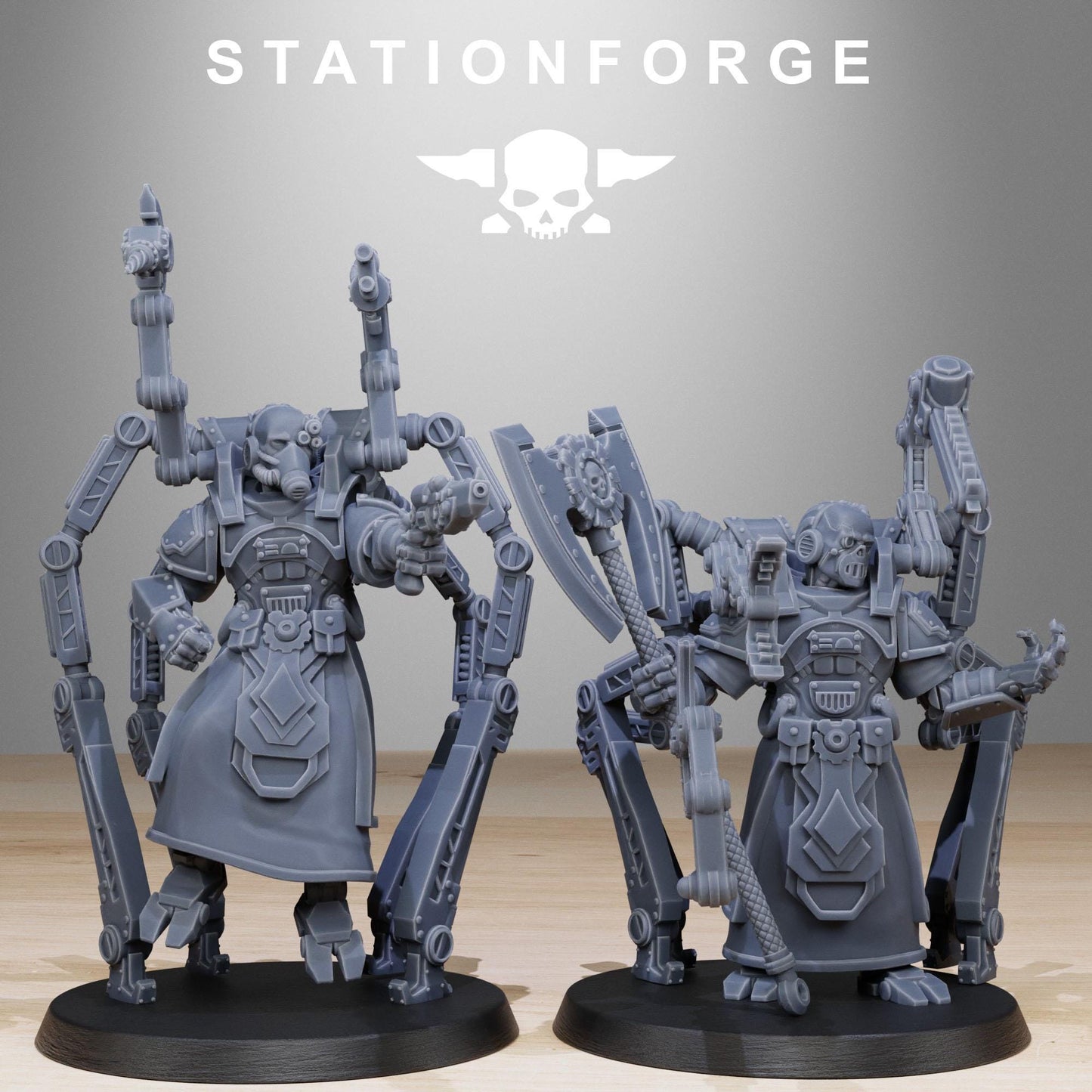 Scavenger Octapods, Space Techno-bots, modular Sci-Fi warriors by STATIONFORGE, Sci-Fi Wargames Cyber-themed Grimdark miniatures