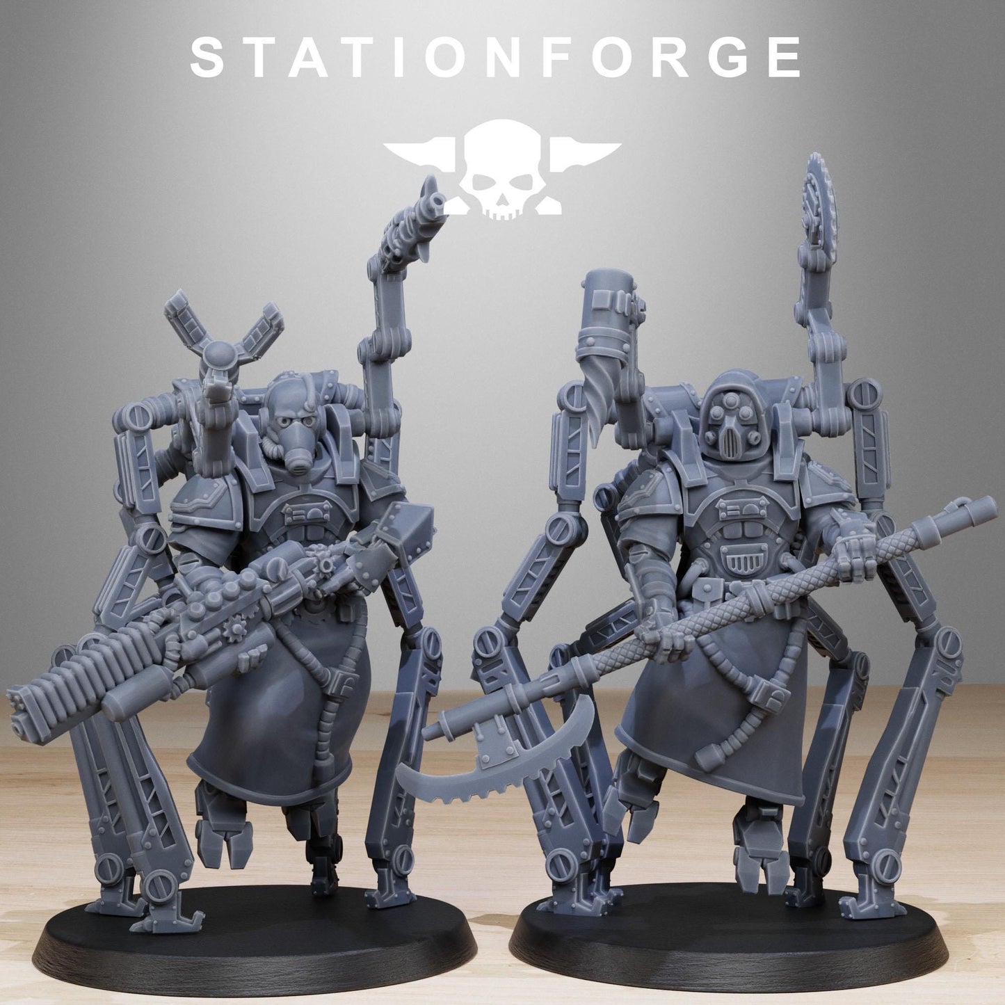 Scavenger Octapods, Space Techno-bots, modular Sci-Fi warriors by STATIONFORGE, Sci-Fi Wargames Cyber-themed Grimdark miniatures