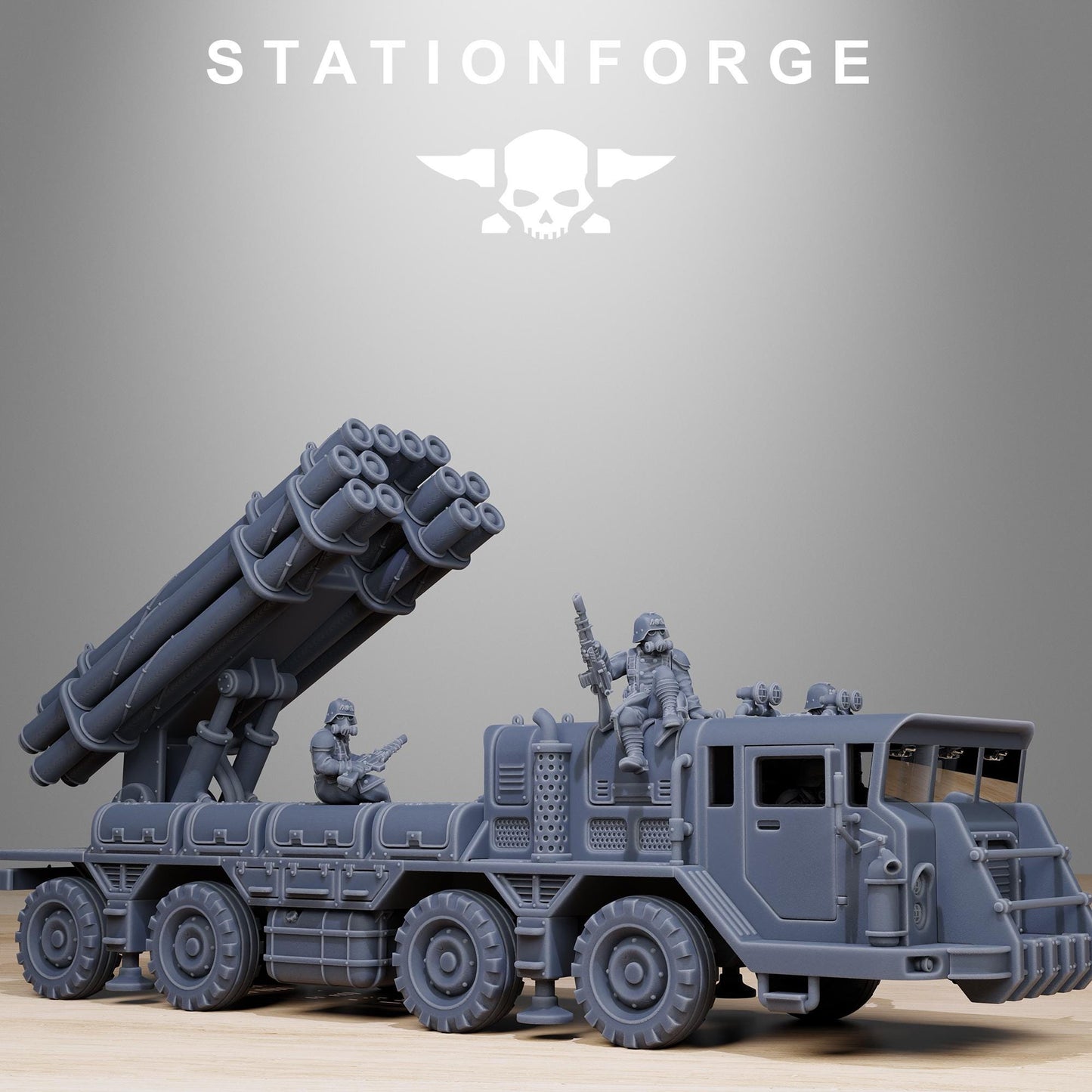 GrimGuard Artillery Vehicle, Modular Sci-Fi Guardsmen Vehicle by STATIONFORGE, Sci-fi Wargames Proxy, Imperial Guard Transport Truck