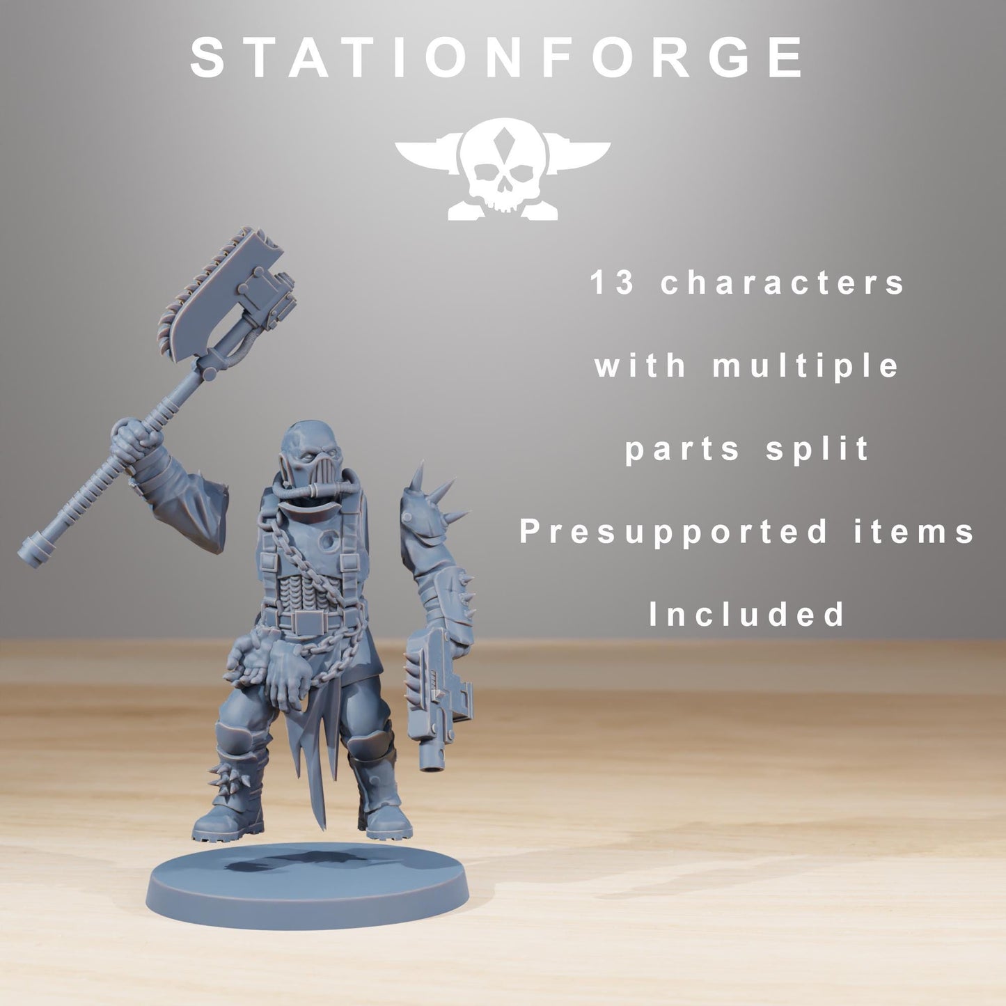 Corrupted Guard The Forsaken, Chaos Worshipper Sci-Fi Wargames Miniatures by STATIONFORGE, Corrupted Imperial Guard