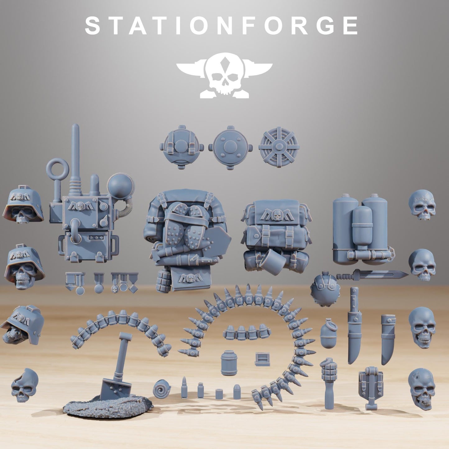 GrimGuard Bits and Assets Pack, Death Korps Proxy, Sci-Fi Wargames Miniatures by STATIONFORGE