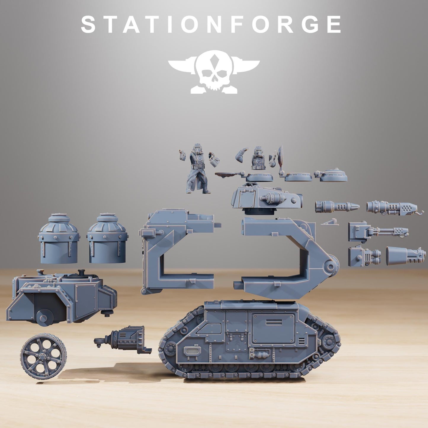 GrimGuard Flame Tank - GrimGuard Light Battle Tank, Sci-Fi Space Guard Soldiers by STATIONFORGE