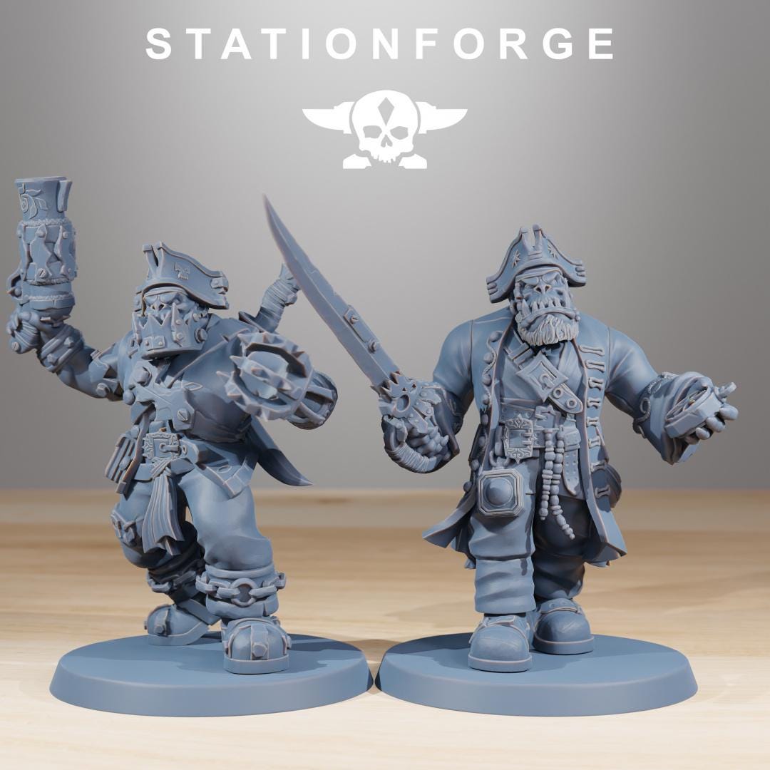 Orkaz Pirates, Space-Faring Orkish Menace Sculpted by STATIONFORGE, Grimdark Compatible, Sci-Fi Wargame Scale