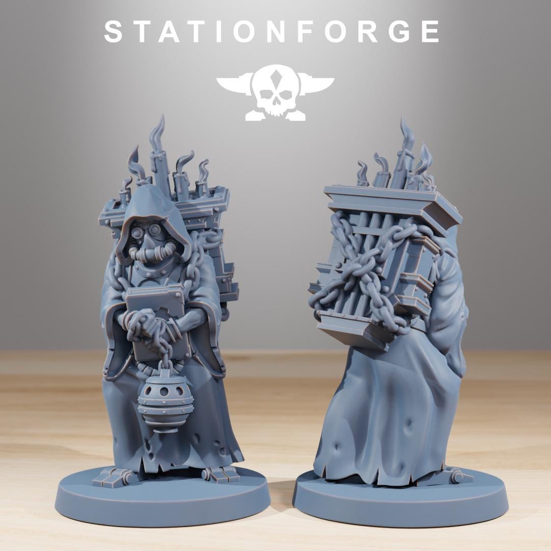 Scavenger Cultists, Space Techno-bots, modular Sci-Fi warriors by STATIONFORGE, Sci-Fi Wargames Cyber-themed Grimdark miniatures