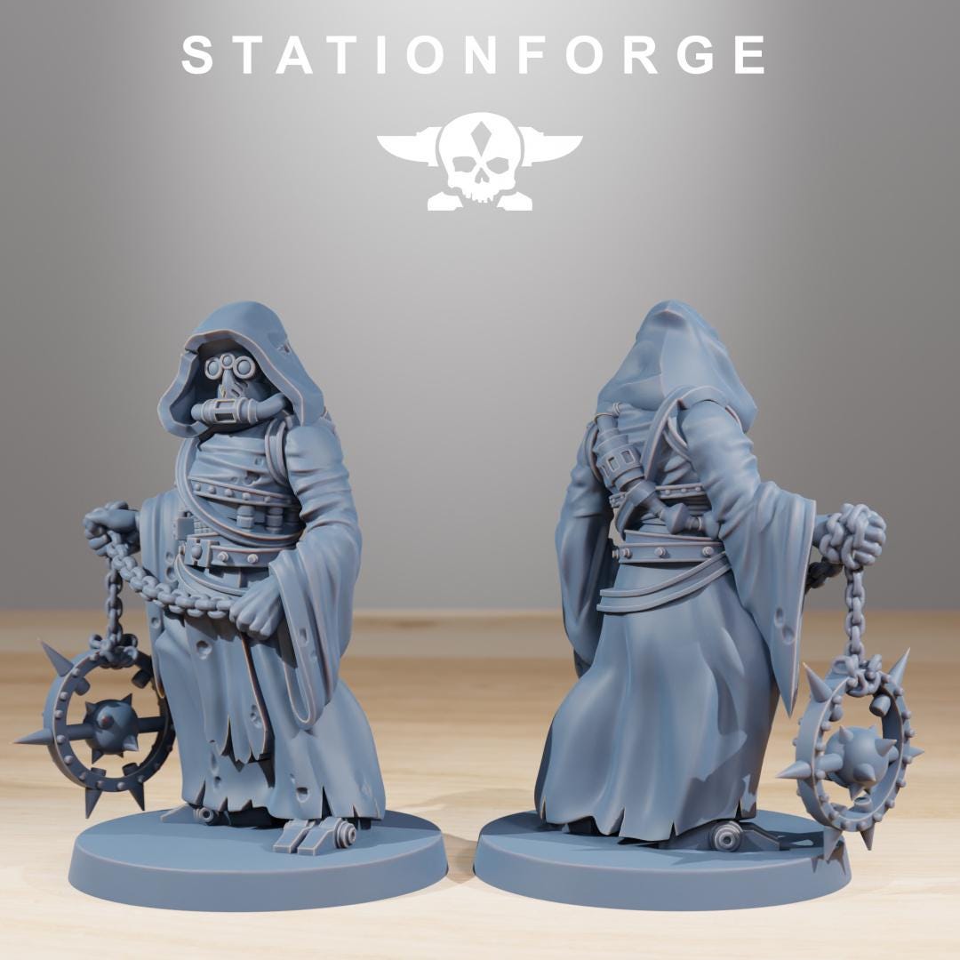 Scavenger Cultists, Space Techno-bots, modular Sci-Fi warriors by STATIONFORGE, Sci-Fi Wargames Cyber-themed Grimdark miniatures
