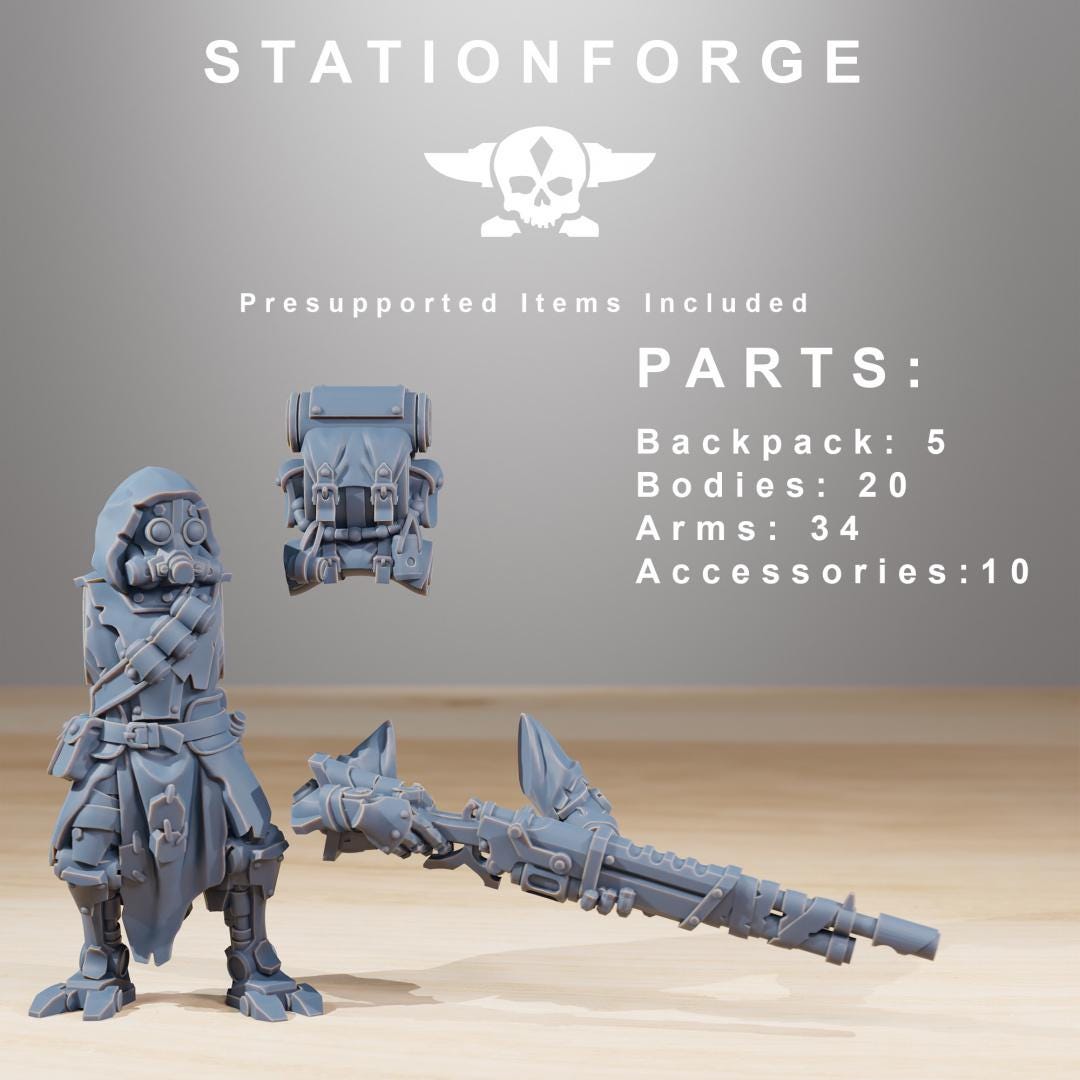 Scavenger Rangers Builder Kit, Space Techno-bots, modular Sci-Fi warriors by STATIONFORGE, Sci-Fi Wargames Cyber-themed Grimdark miniatures