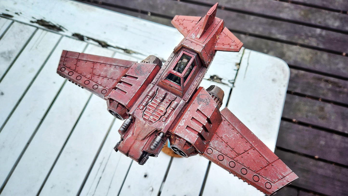GrimGuard SF-19A Fighter Plane, Modular Sci-Fi Guardsmen Warplane by STATIONFORGE, Sci-fi Wargames Proxy, Imperial Guard Transport