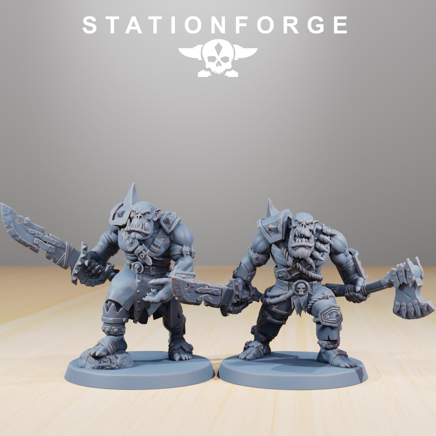 Orkaz Strappaz, Space-Faring Orkish Menace Sculpted by STATIONFORGE, Grimdark Compatible, Sci-Fi Wargame Scale