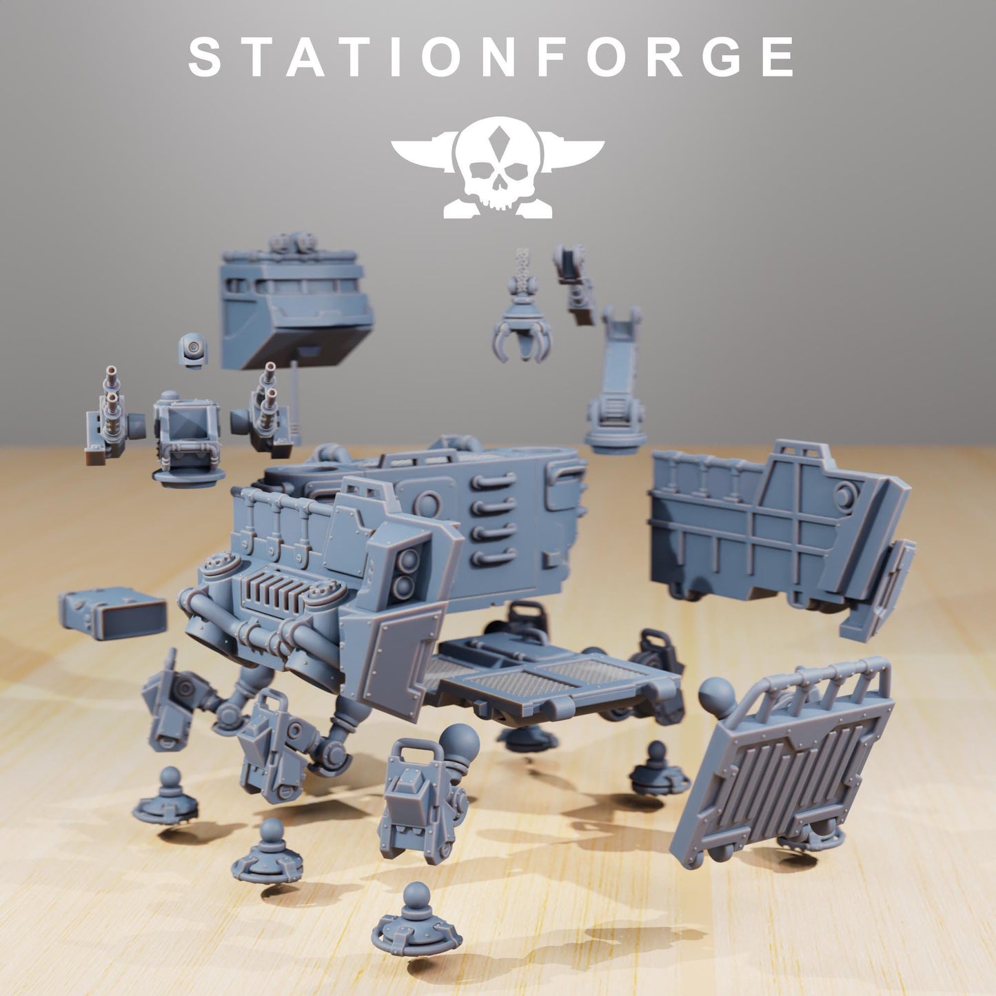 Scavenger Transport Tank, Space Techno-bots, modular Sci-Fi warriors by STATIONFORGE, Sci-Fi Wargames Cyber-themed Grimdark miniatures