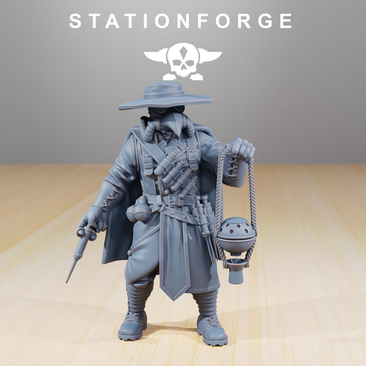 GrimGuard Plague Doctor, Death Korps Proxy, Sci-Fi Wargames Miniatures by STATIONFORGE