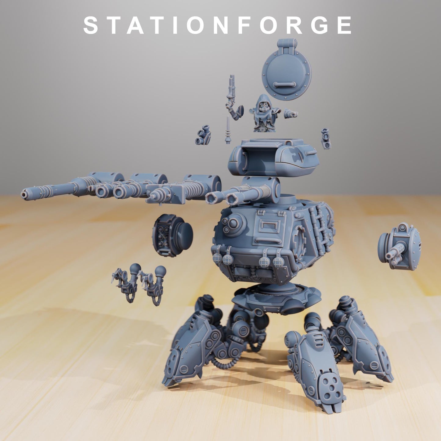 Scavenger Tank, Space Techno-bots, modular Sci-Fi warriors by STATIONFORGE, Sci-Fi Wargames Cyber-themed Grimdark miniatures