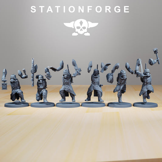 GrimGuard - Supporters, Death Korps Proxy, Sci-Fi Wargames Miniatures by STATIONFORGE