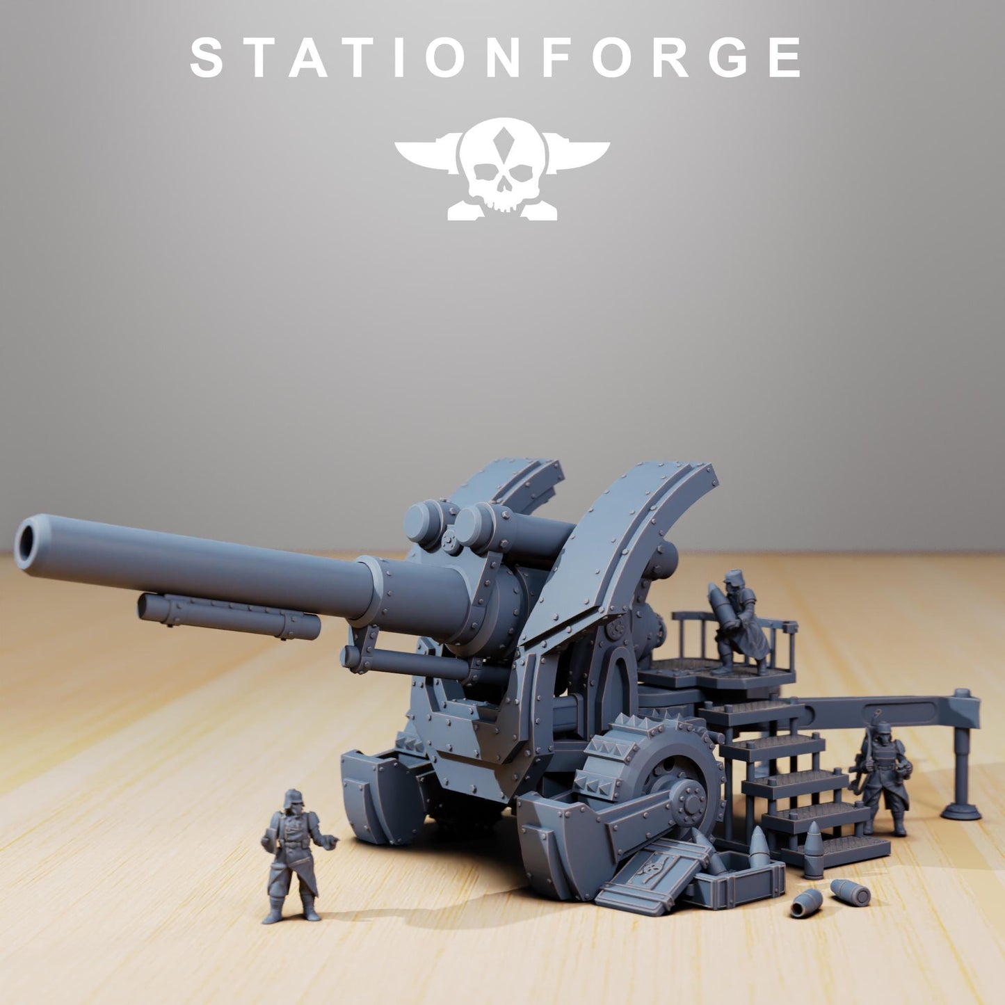 GrimGuard - Artillery, Modular Sci-Fi Artillery by STATIONFORGE, Sci-fi Wargames Proxy, Imperial Guard Army Long Range Artillery Proxy