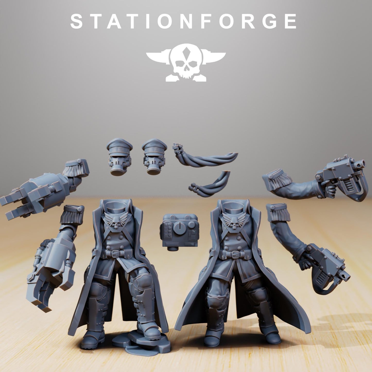 GrimGuard - Officer, Death Korps Proxy, Sci-Fi Wargames Miniatures by STATIONFORGE