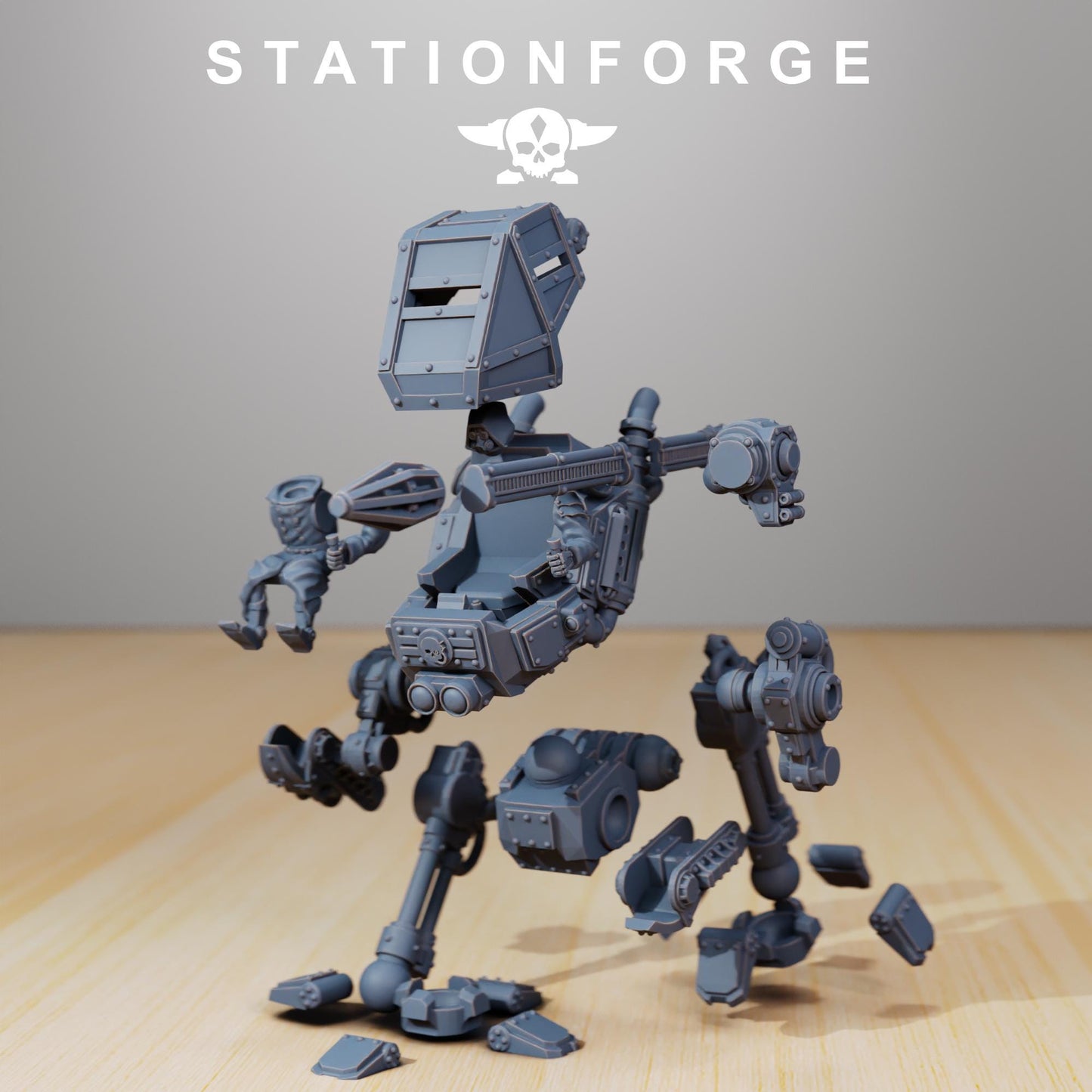 Scavenger Scout Walker, Space Techno-bots, modular Sci-Fi warriors by STATIONFORGE, Sci-Fi Wargames Cyber-themed Grimdark miniatures